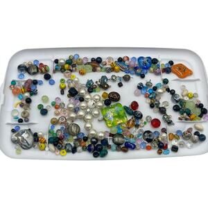 One Pound Mix of Assorted Glass Beads for Jewelry Making, Craft, Repurpose LOT 7